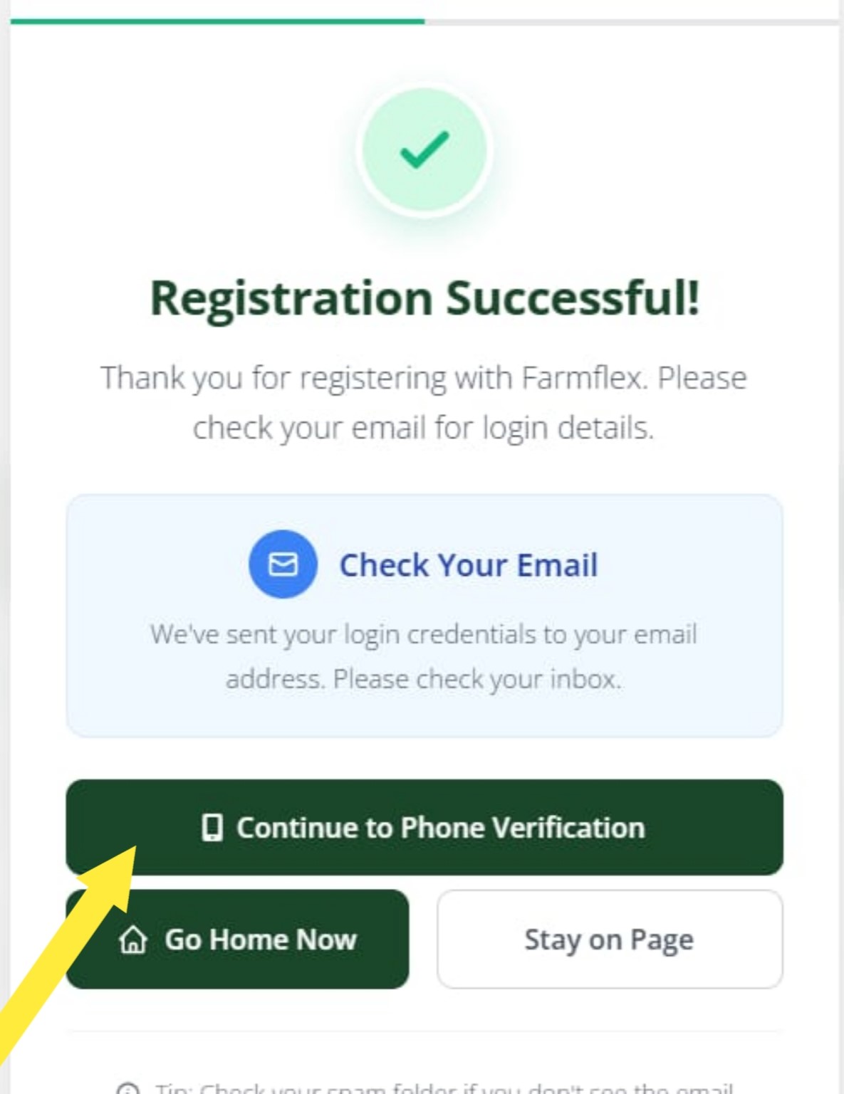 Success Message